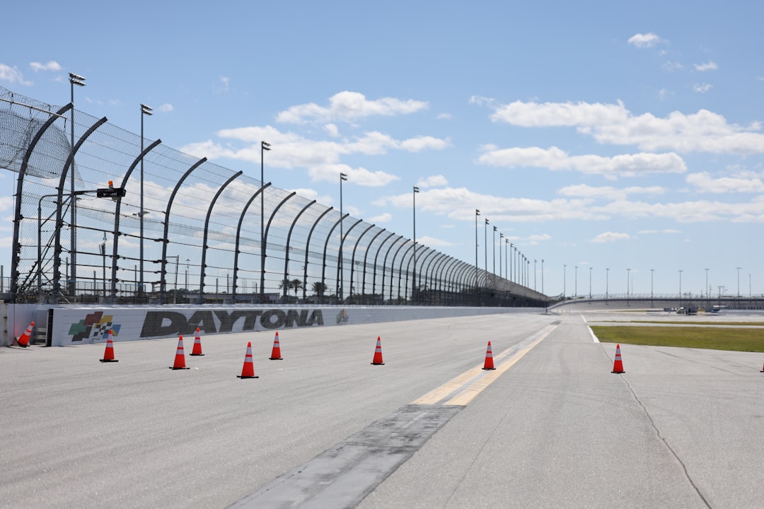 Dense fog covering Daytona International Speedway