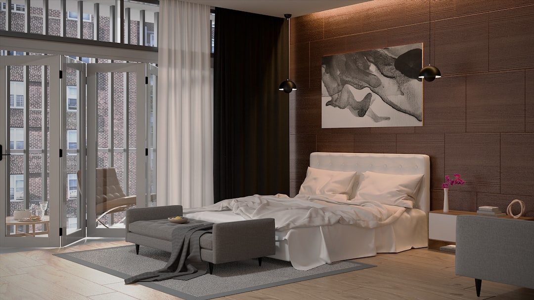 A cozy bedroom with elegant blackout curtains blocking out light