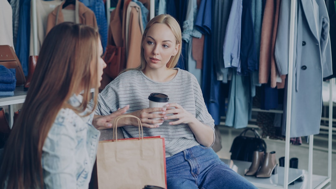 Shoppers exploring beauty products on display