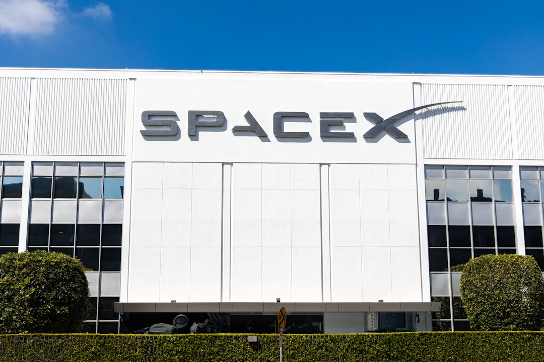 SpaceX headquarters with company logo