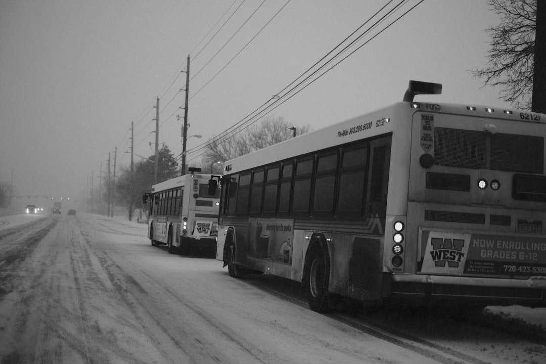Commuters navigating snowy streets