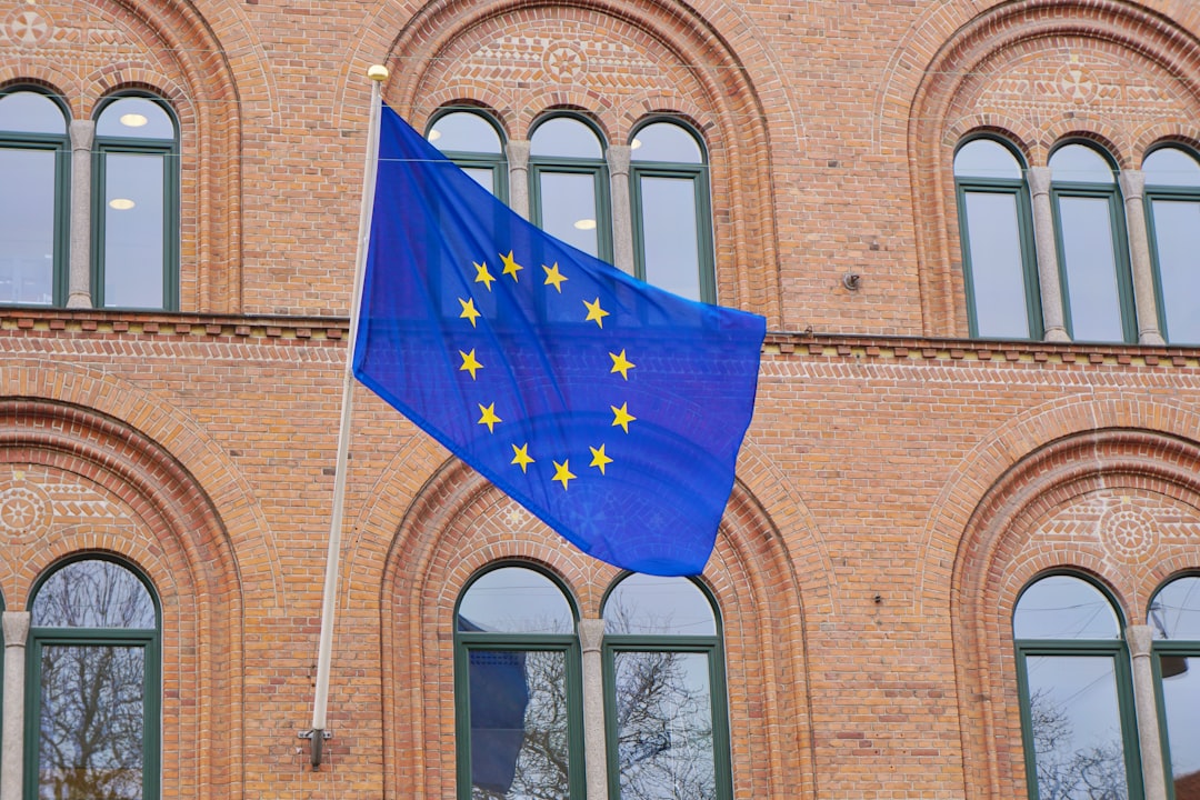 European Union flags outside EU headquarters
