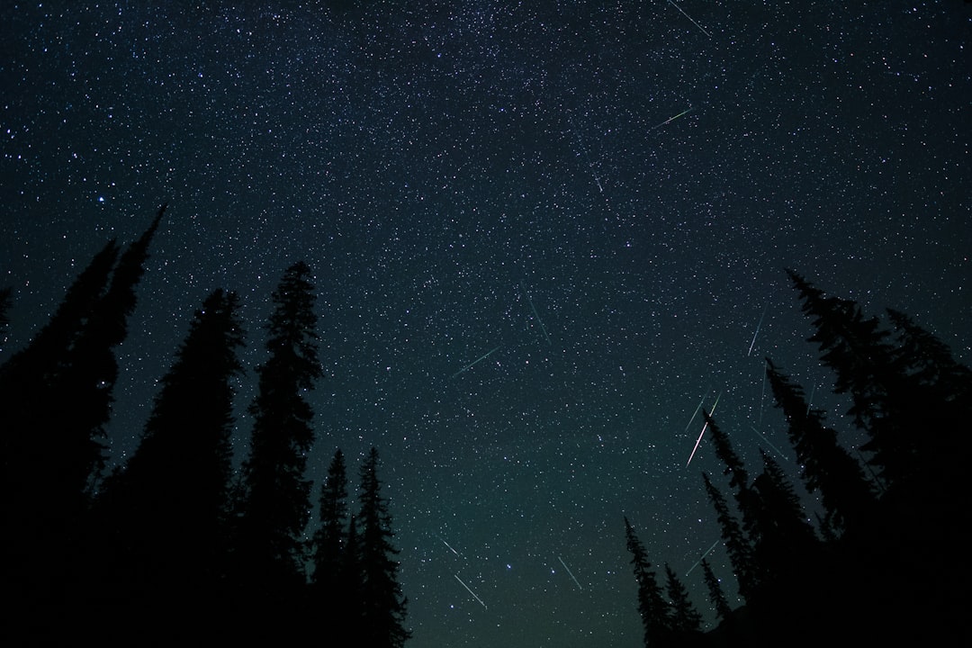 A bright meteor streaking across a star-filled sky