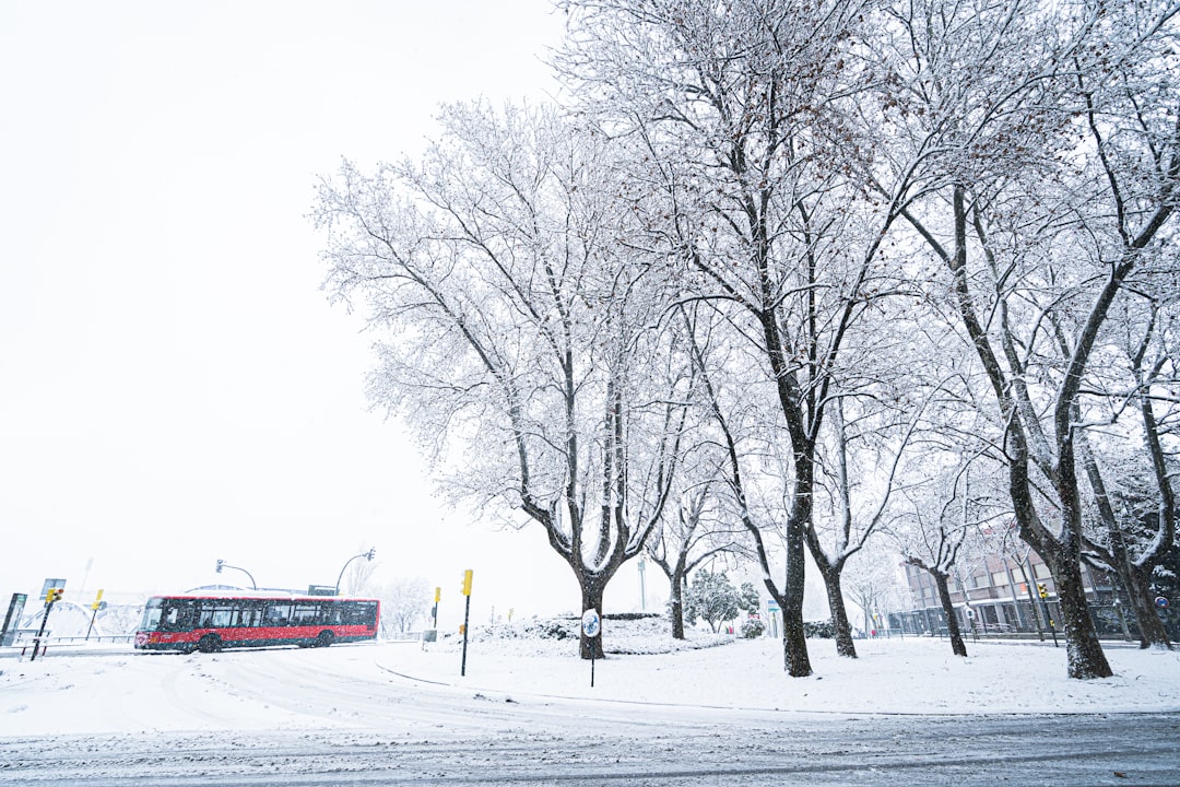 Snow-covered public transit station