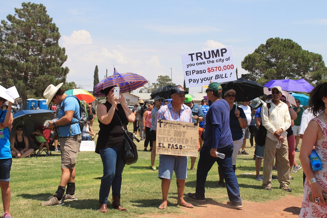 Supporters and protesters outside the Horizon Events Center